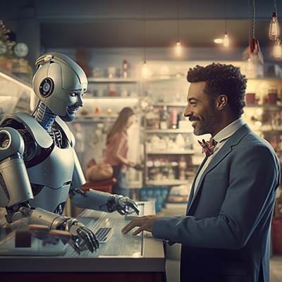 Chatbot talking with a customer in a small business