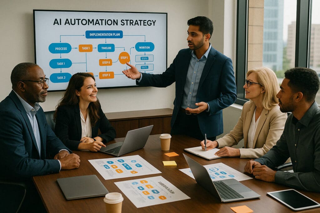 Team planning San Antonio AI business automation strategy